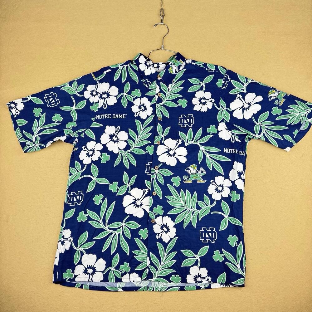 Reyn Spooner Sports Notre Dame Fighting Irish Button Up Mens Large Vintage 90s